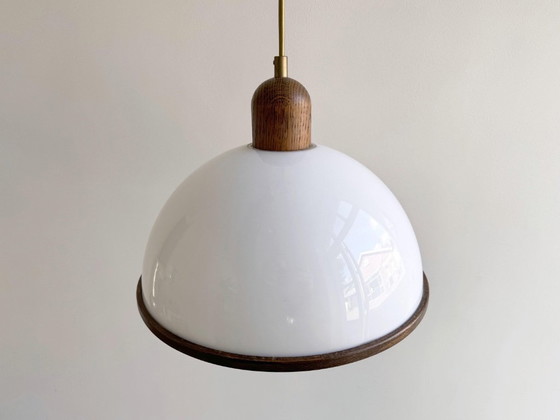 1 lampe suspendue champignon vintage Steinhauer en plexiglas et chêne – Suspensions, Wood (photo 6 of 6)