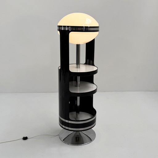 Rotating Bar Cabinet with Lamp in the Style of Joe Colombo, 1960s
