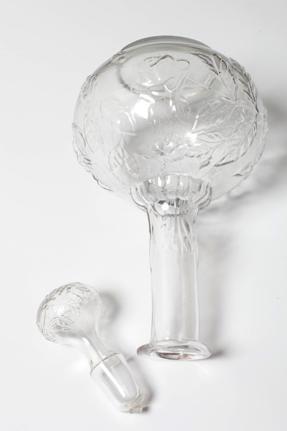 Vintage glazen karaf / Wijnkaraf met rozenpatroon / Empoli / Italië / jaren 1950 – Tafelaccessoires, Glass (photo 14 of 14)