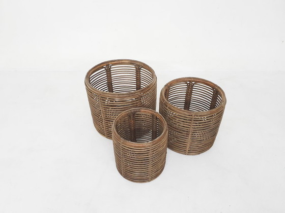 Image 1 of Juego de tres cestas o mesas auxiliares de manou attrb. a Tito Agnoli, Italia años 70