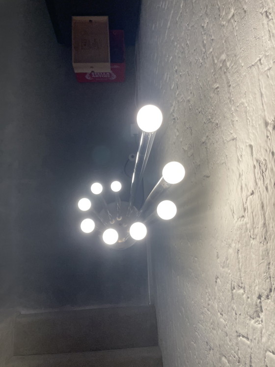 Image 1 of Lampe à tuyau d'orgue Reggiani du milieu du siècle, chrome