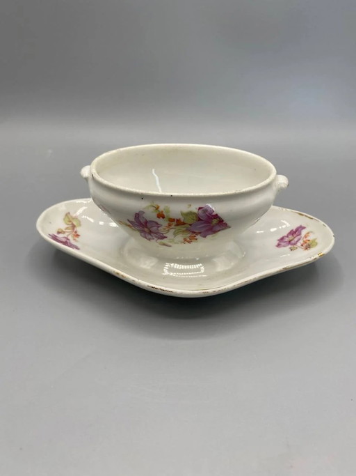 Small antique floral porcelain toy gravy boat - 1930s-1950s – decoratieve objecten, Retro