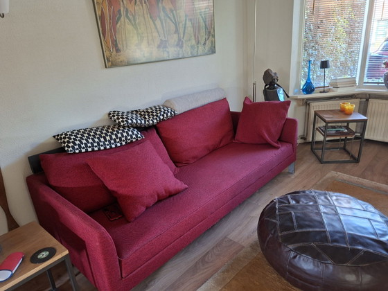 Sofa converts to pull-out sofa bed, Leolux, 3-5 seaters, Wicker, Tweed, Red (photo 5 of 5)
