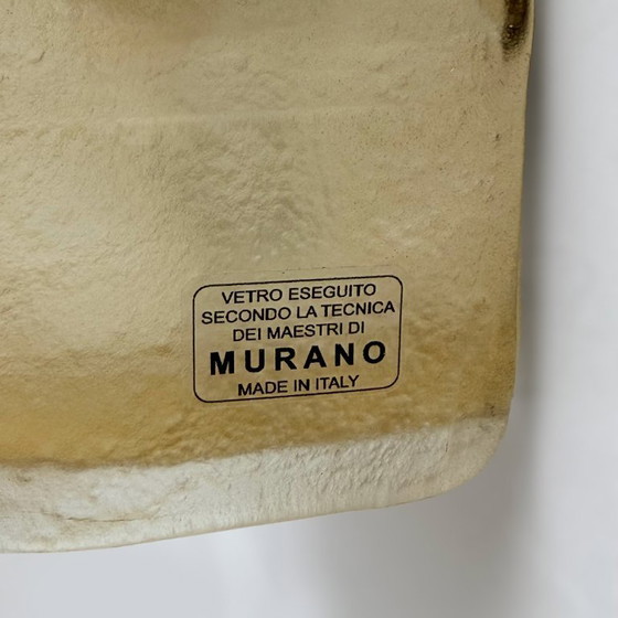 Image 1 of Pair of Murano Gold-Toned Frosted Glass and Brass Wall Sconces, Italy