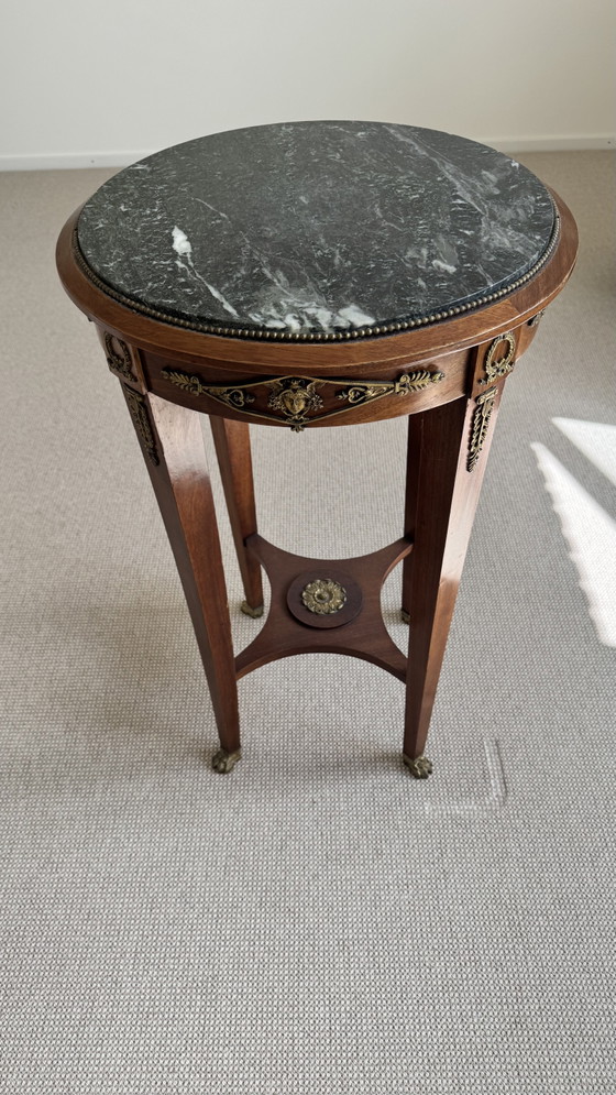 Vintage Empire-Stijl Gueridon Bijzettafel – Marble, Wood (photo 5 of 5)