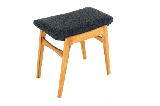 Image 1 of Vintage voetenbankje poef 'Bürgel' gestoffeerd