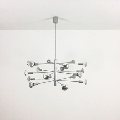 Vintage modernistische chromen sputnik ophanging voor Cosack lampen, Duitsland 1960