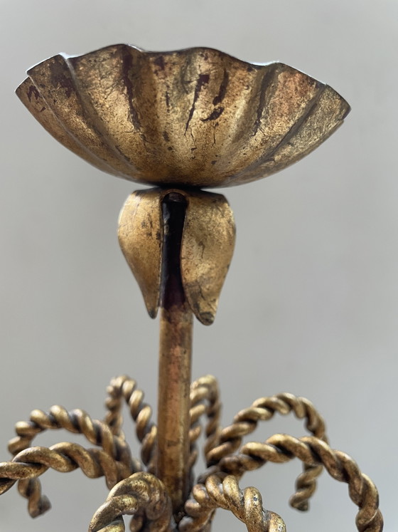 Image 1 of Vintage pendant lamp chandelier gilded Hollywood Regency