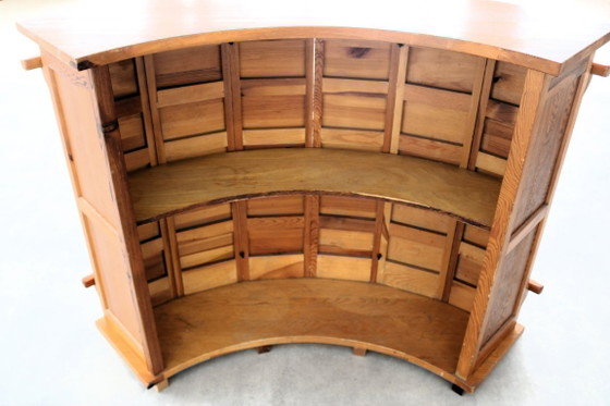Image 1 of Brutalistische Bar | Barhocker | 70er Jahre | Kiefernholz