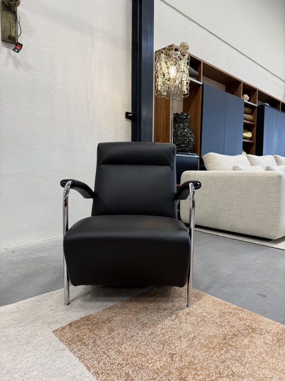 Image 1 of Leolux Scylla Fauteuil hoog zwart leer 
