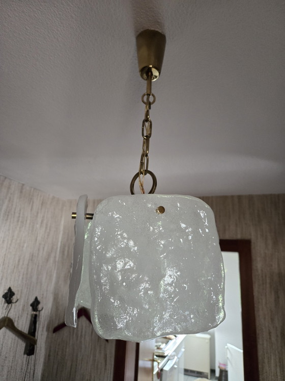 Original J.T. Kalmar 'Tulipan' Ice Glass Pendant Lamp (photo 3 of 6)