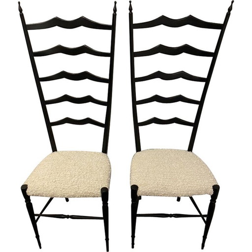Vintage chiavari chair in walnut by Fratelli Levaggi, 1950