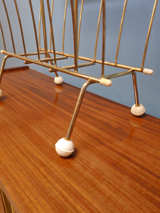 Image 1 of Vintage Lectuurrek Lectuurbak Krantenbak Messing-kleurige metaal 