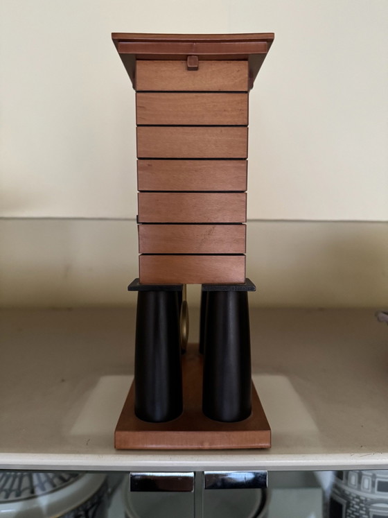 Alessi „Mantel Clock“ (Modell 03) by Michael Graves, Classico Postmoderno (1986), Orologi, Legno, Vetro (foto 5 di 7)