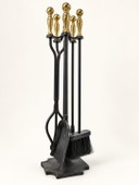 Vintage Cast Iron Fireplace Set with Brass – 60s/70s