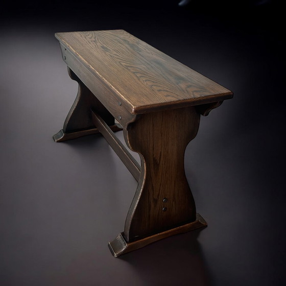 Image 1 of Vintage Solid Wood Storage Bench/Piano Stool Arts & Crafts Style - 1980s