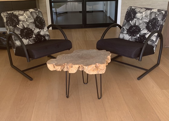 Image 1 of 2x Hennie de Jong Cirkel fauteuils in Leolux stof, evt ook in combi 