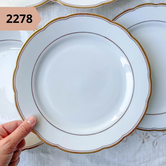 White Vintage Gilded Porcelain Plate, Sold Individually – Crockery, Retro (photo 5 of 10)