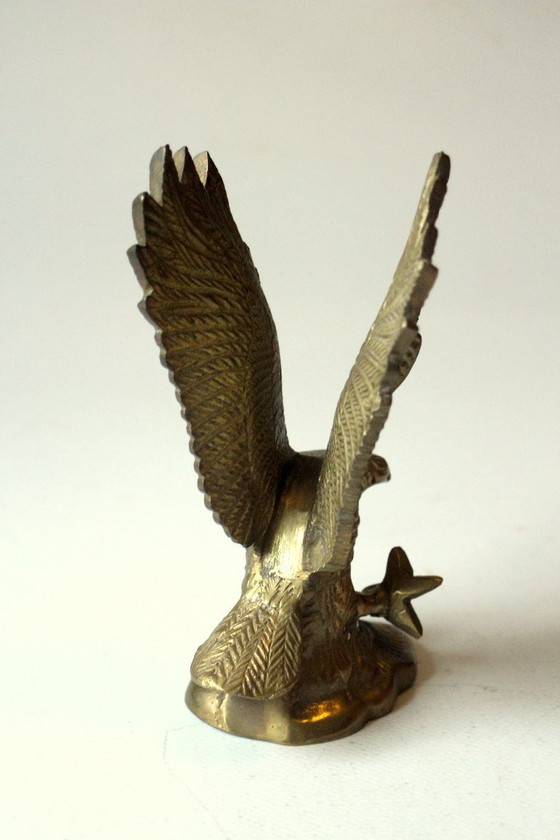 Messing Adelaar Figuur Papiergewicht Figurine, Beeldhouwkunst, Gold, Vintage (foto 5 van 7)