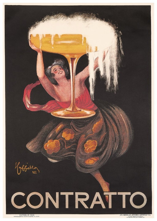 Leonetto Cappiello, c.a. ANNI '80 - CONTRATTO - Affiche pubblicitaria originale vintage