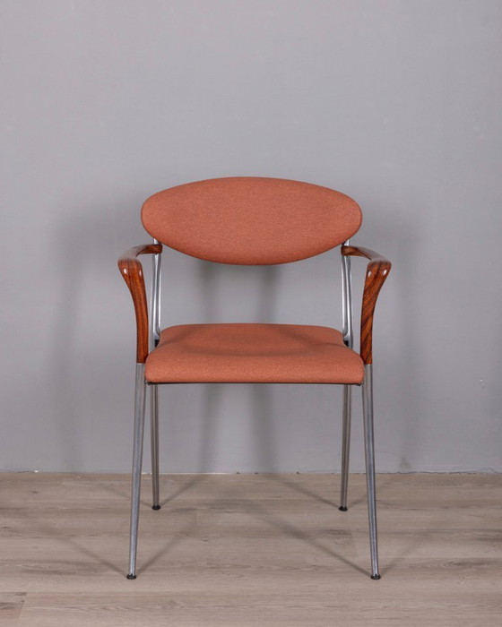 Image 1 of Set di 5 sedie vintage Coro degli anni '80 con braccioli, disegnate da Origlia per Origlia Italia.