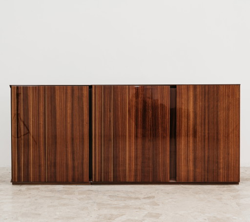 Monumental Rosewood Sideboard Zebrawood Lacquered Mid-Century Design 1970