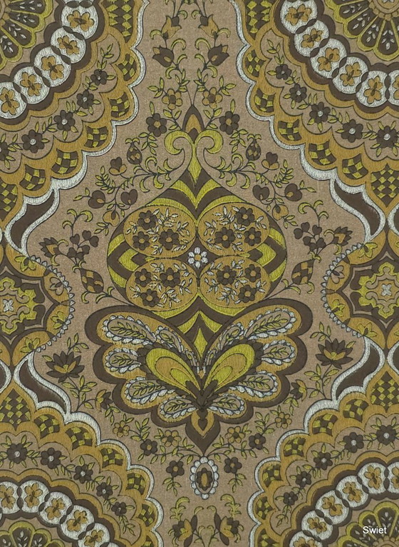14296 Retro vintage baroque wallpaper brown yellow ocher gold – Wall decoration (photo 5 of 7)