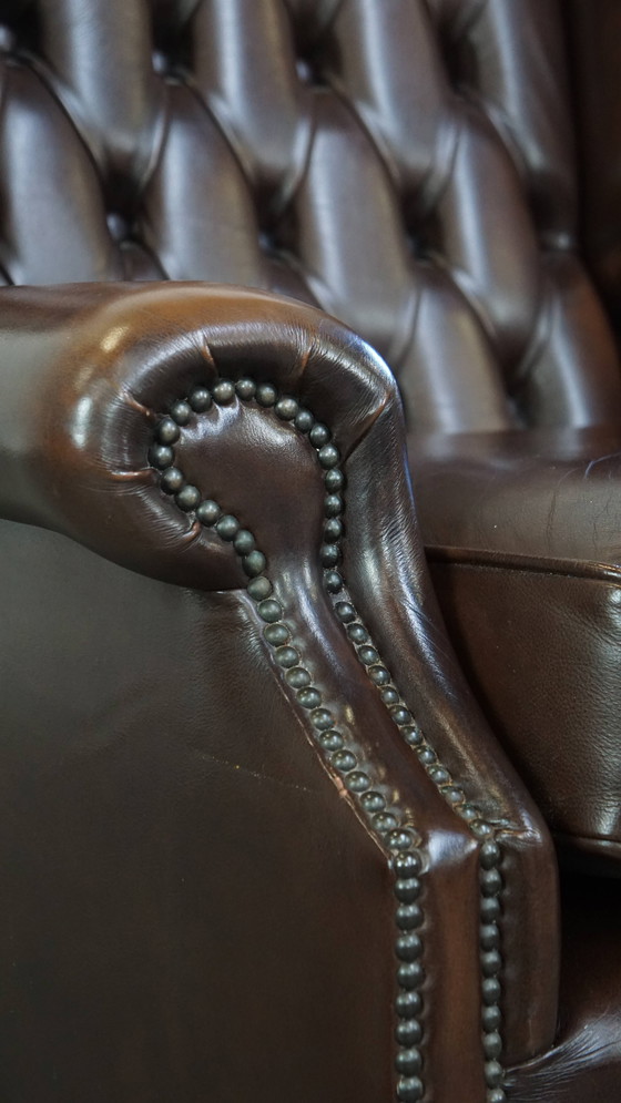 Image 1 of Beef Leather Chesterfield Ear Armchair