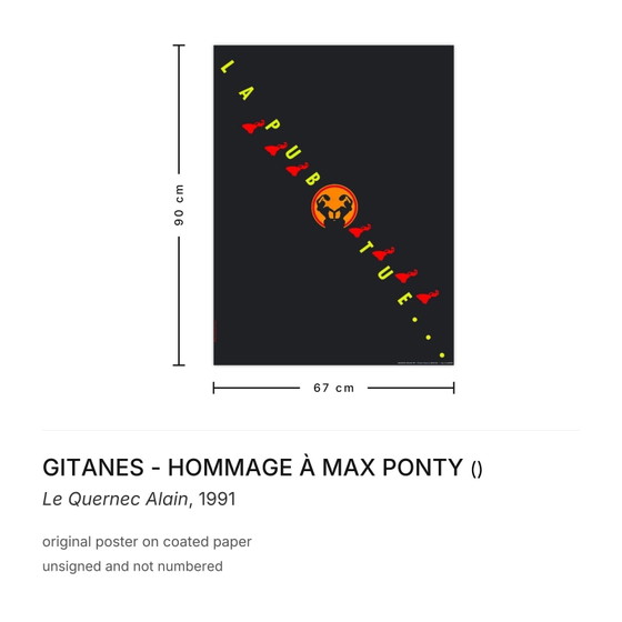 Image 1 of GITANES - OMAGGIO A MAX PONTY Le Quernec Alain Poster 1991
