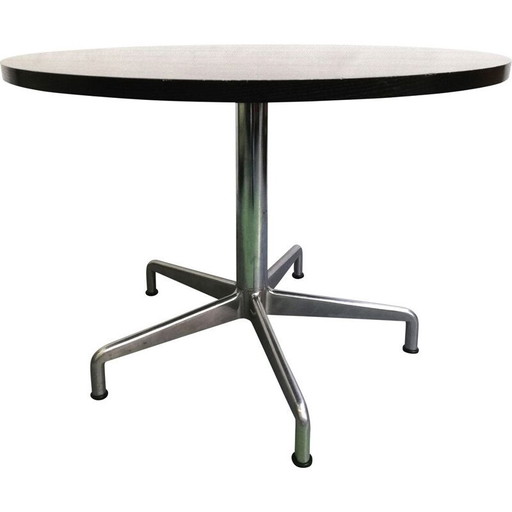 Table ronde vintage Castelli en bois et base en aluminium