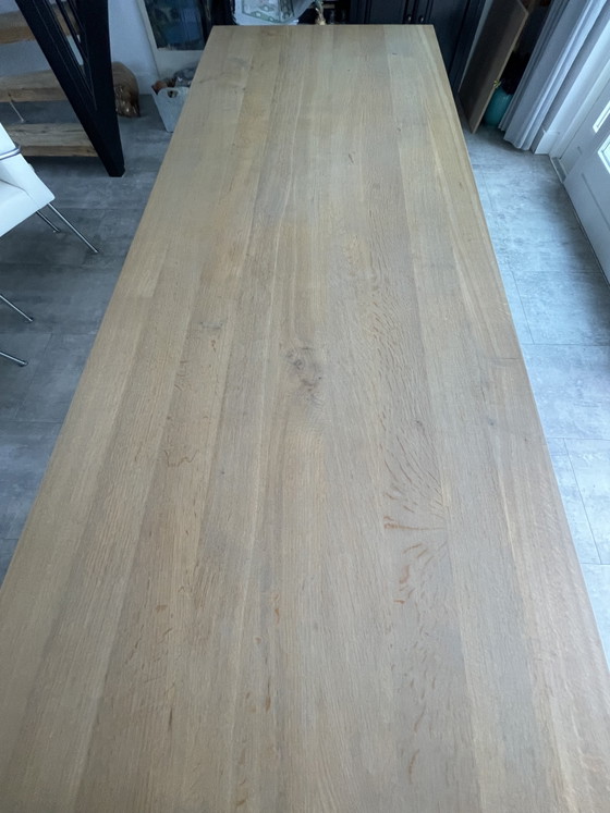 Image 1 of Modern oak table with metal base