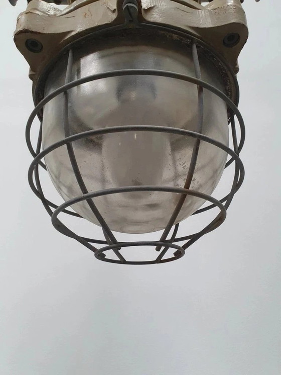 Image 1 of 2 lampes industrielles XL style cage, lampe d'usine, lampe de bunker, style vintage rétro