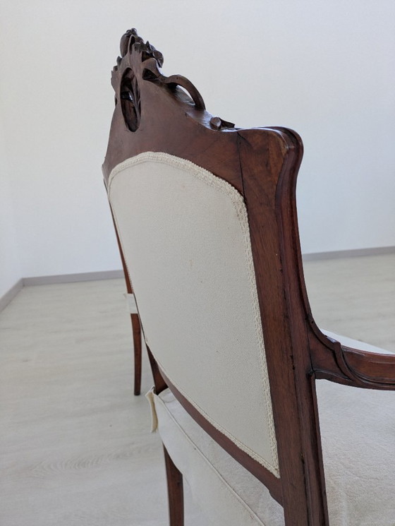 Image 1 of Art Nouveau - Sessel (2) - Holz, Stoff