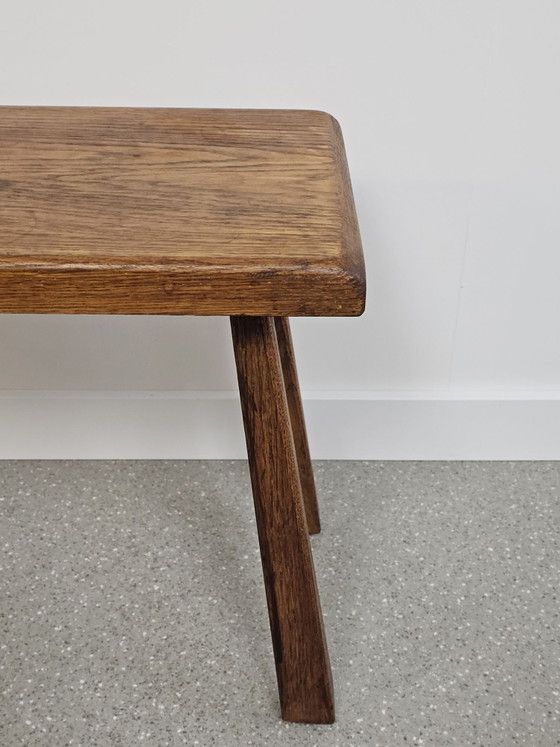Sgabello brutalista vintage tavolino da piante tavolino, Sgabelli, Legno, Marrone (foto 5 di 7)