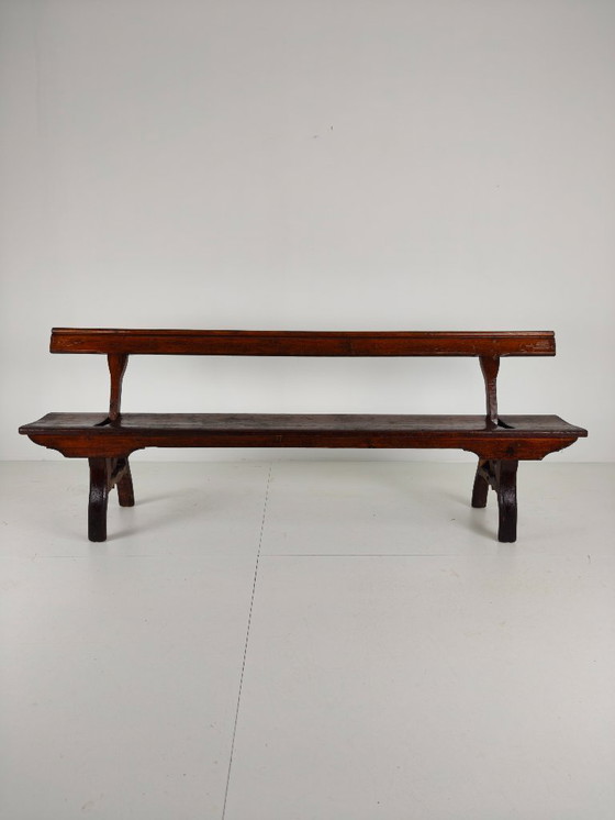 Image 1 of Banco ferroviario victoriano de pino albar – Halstead's, Todmorden