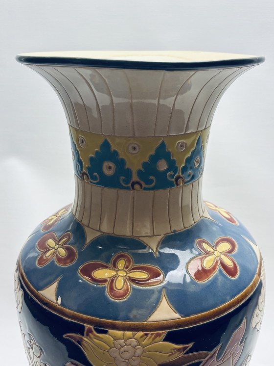 Image 1 of Grande vaso vintage in stile cloisonné - dipinto a mano - 50 cm - ottimo in