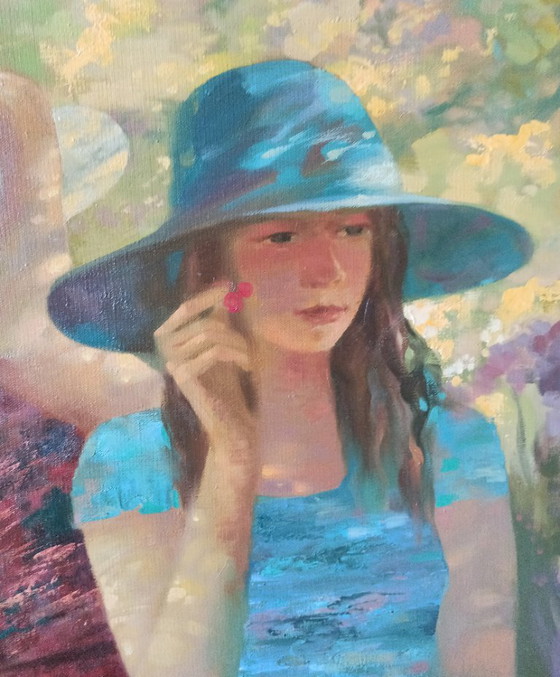 Peinture à l'huile originale abstraite figurative femme nature midi – Peintures et dessins, Canvas (photo 6 of 12)