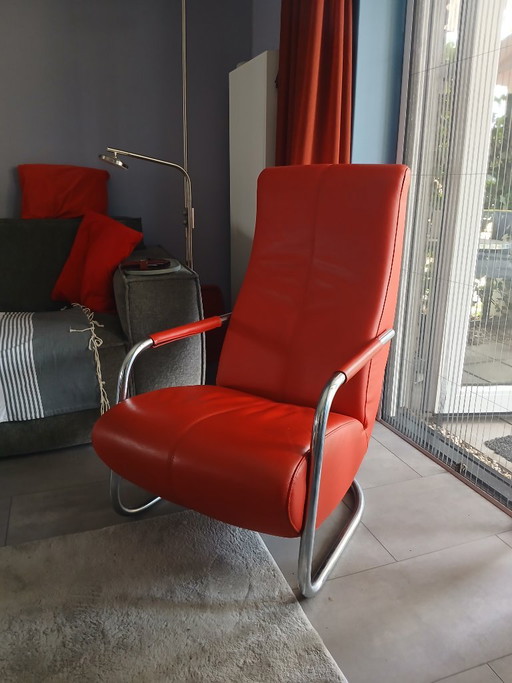 2 poltrone in pelle rossa – fauteuils, Leather, Metal