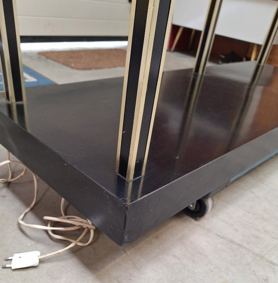 Image 1 of Hollywood Regency Messing en Glas Shelf.