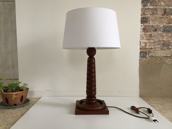 Image 1 of LAMPE Art Déco PALISSANDRE Sculpté