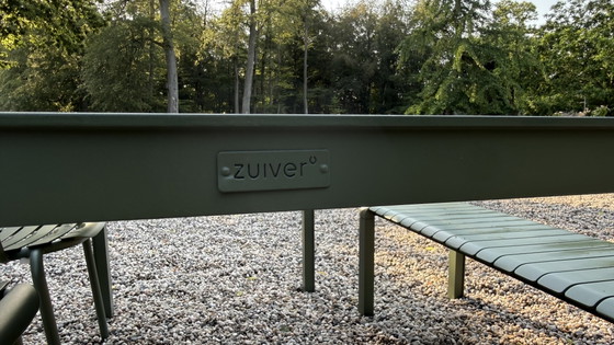 Image 1 of Zuiver Vondel tuinset groen | aluminium designset | tafel, bank en 2 stoelen