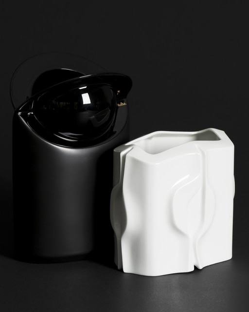 Fürstenberg & Rosenthal Porcelain Vase Duo Klaus Henning & Jan Van Der Vaart B&W