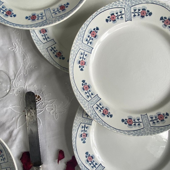 Image 1 of 6 piatti piani Creil e Montereau, modello Toledo, terracotta antica