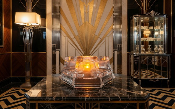 Image 1 of Art Deco Theelicht Houder – Kristalhelder Glas Meesterwerkje Vintage Glow