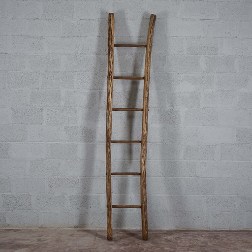 Antique Italian 20th Century Wooden Ladder with Rungs