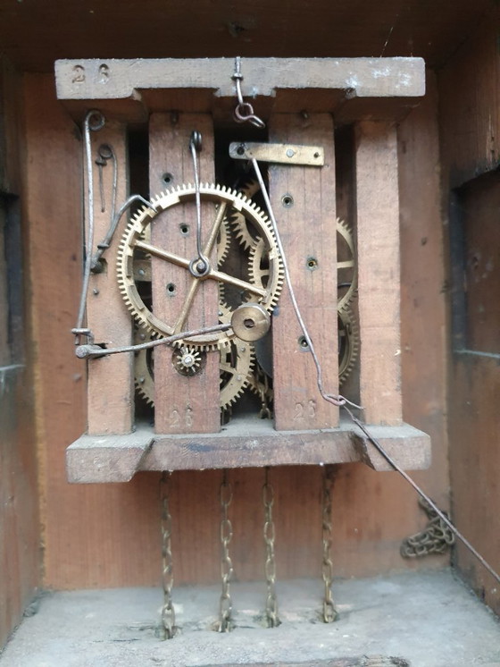 Image 1 of Antieke Franse wandklok - 1897 - houten uurwerk