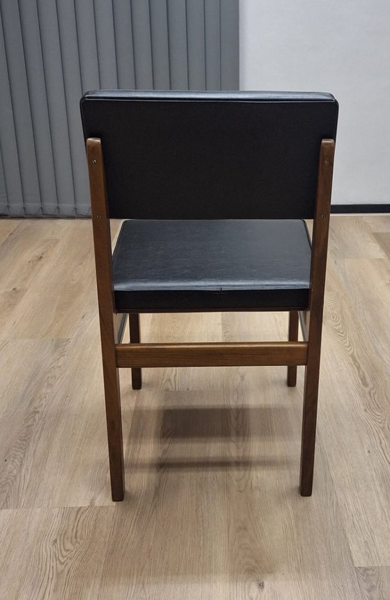 Topform eetkamerstoel, zwart skai, Eetkamerstoelen, Hout, Vintage (foto 6 van 7)
