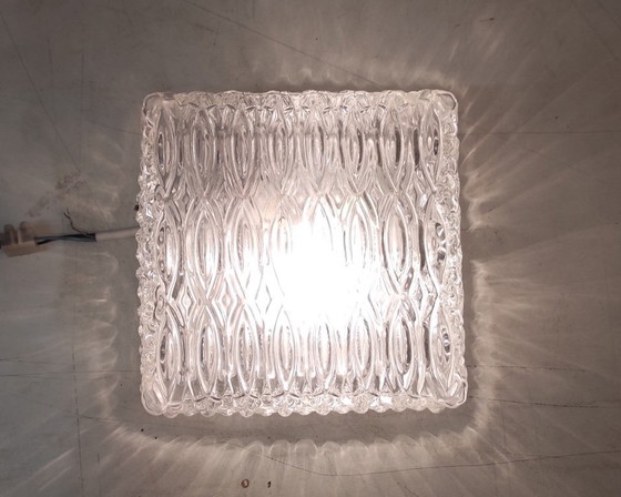 Image 1 of Lampada da soffitto o da parete in vetro stampato - anni '60/'70