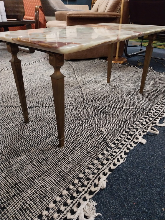 Image 1 of 1 x French onyx brass table in Empire style. 1960s