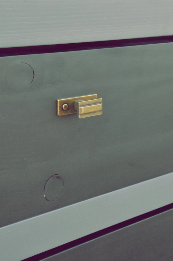 Handcrafted Pine Chest of Drawers – 6 Drawers, Black & Grey Finish, Customizable – Metal, Mdf, Scandinavian (photo 3 of 7)